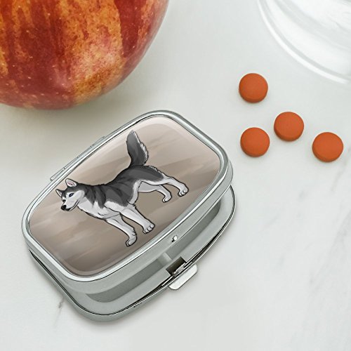 Siberian Husky Pet Dog Rectangle Pill Case Trinket Gift Box