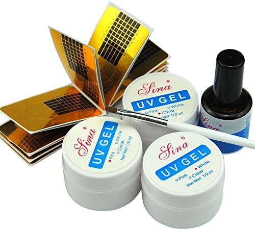 Fashion gallery 3 pc Pink White Clear Transparent Color UV Gel Builder Top coat Brush Form Nail Art Tips Nail Manicure Extension Nail Art Kit