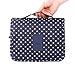 Itraveller Portable Hanging Toiletry Bag/ Portable Travel Organizer Cosmetic Bag for Women Makeup or Men Shaving Kit with Hanging Hook for vacation (Navy Circle)