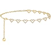 AWAYTR Heart Chain Belts for Girls - Rhinestone Silver and Gold Metal Waist Belt for Flower Girl Dresses Jeans