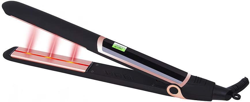 LCD Ultrasonic Infrared Hair Care Cold Iron Keratin Argan Oil Recover Hair Damaged Smoothly Hair Treatment Straightener-black