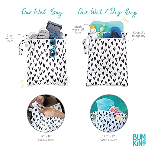 Bumkins Waterproof Wet Dry Bag for Baby, Travel, Swim Suit, Cloth Diapers, Pump Parts, Pool, Gym Clothes, Toiletry, Strap to Stroller, Daycare, Zip Reusable Bag, Packing Pouch, Watercolors Floral