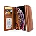 Twelve South Journal for iPhone Xs Max | Luxury Leather Wallet Folio Case and Display Stand (Cognac)