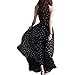 Outop Womens Polka Dots Maxi Black Long Casual Summer Beach Party Chiffon Dress (Black)