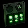 Proelectric-Green-LED-Light-2-Waterproof-MarineBoat-Car-Switch-Panel-3-Gang-USB-Charger-Voltage-Indicator-Power-Socket-5-pin-On-Off-Rocker-Switch