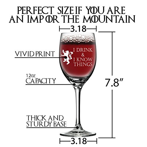image for I Drink and I Know Things Wine Glass + FREE Bottle Opener Made In Cast