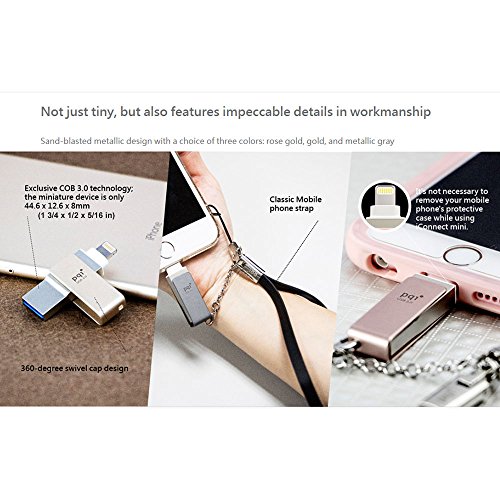 iConnect Mini [Apple MFi] 128 GB Mobile Flash Drive w/ Lightning Connector for iPhones iPads iPod Mac & PC USB 3.0 (Gold)