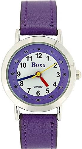Boxx Girls Easy Read Analogue White Dial & Purple Fabric Strap Buckle Watch