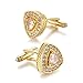 Men's Gold Plated Triangle Crystal Zircon Cufflinks Men's Gold Topaz Crystal Cuff Links