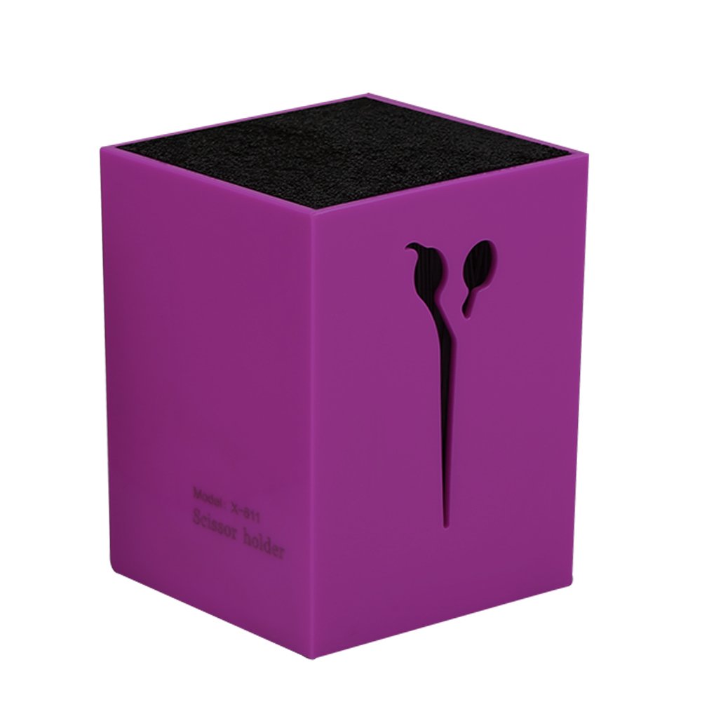 Scissors Holder, Separable Design Combs Shears Storage Case, Desktop Hair Salon Tools, Mini Non-Slip Organizer Keeper Container for Hair Stylist Office Home Barber Shop(Purple)