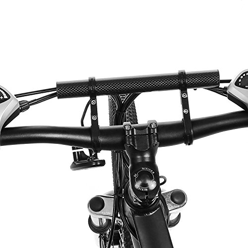 Evokem Multifunctional Bicycle Double Handlebar Extension Mount Bike Extender Bracket Holder for Lights, Speedometer, Phone Holder (Black-Carbon Fiber)