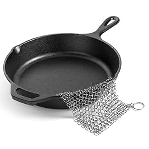 stainless iron steel anodized chainmail scrubber cast pans cookware xxl cleaner glass inch 8x8