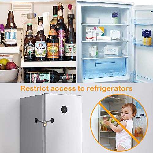 Refrigerator Lock, Fridge Lock with Keys and Padlock, Freezer Lock with Strong 3M Adhesives, Heavy-duty Aircraft Cable, provides 500lbs Resistive Force, Black Refrigerator Locks for Children - Thumbnail 4