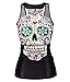 RedExtend Women's Color Skull Slim Gym Sport T-Shirt Vest Tank Tops,Floral Skull,One Size