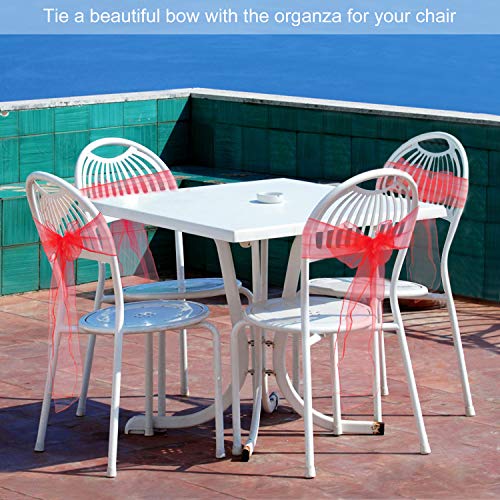 image for BIT.FLY Organza Chair Sashes for Wedding Party - Red Chair Cover Sashe