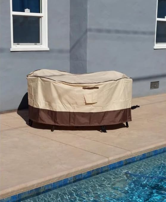 F&J Outdoors Garden Furniture Tear Resistant Waterproof Snow Protection Round Protective Cover for Garden Furniture Weather Resistant in Summer and Winter 213 x 70 cm