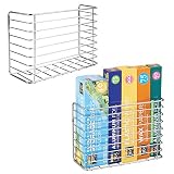 mDesign Farmhouse Metal Wire Wall & Cabinet Door Mount Kitchen Storage Organizer Basket Rack - Mount to Walls and Cabinet Doors in Kitchen, Pantry, and Under Sink - 2 Pack - Chrome
