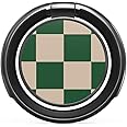 BURGA Stylish Metal Cell Phone Ring Stand Holder, Finger Grip Kickstand 360 Degree Rotation, Green Checkers Pattern Chess - Universal Compatible with iPhone iPad Samsung Galaxy Huawei Google Pixel