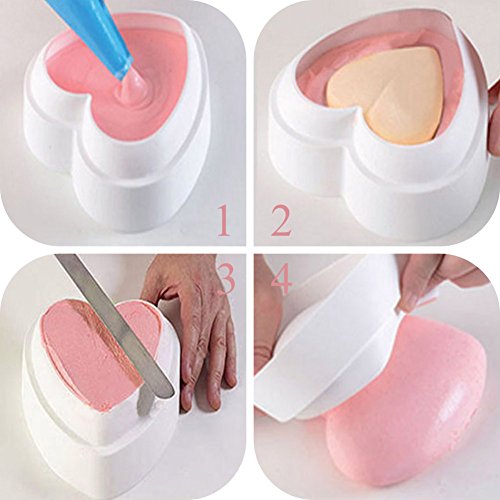 Chige Heart Mousse Cake Mold Trays, 6.2-inch Silicone Baking Pan-Food Grade & BPA Free-Not Sticky Mould Suitable For Mousse,Chocolate Brownie,Jelly,Ice Cream,Chiffon,Cheesecake,Fondant - Thumbnail 5