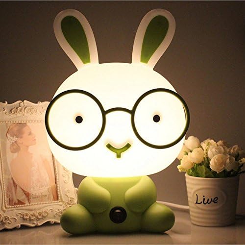 Cartoon Rabbit Night Light Children's Bedroom Table Desk Lamp Christmas Gift (green)
