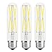 Leools Dimmable Edison Led Tubular Bulb T10,8W Vintage Led Filament Light Bulb 75W Incandescent, 4000K Daylight Glow,E26 Medium Base Lamp Bulb,3 Pack