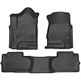 Husky Liners Weatherbeater Floor Mats | Fits 2014-2019 Chevrolet Silverado & GMC Sierra 1500 (19 LD Only); 15-19 Silverado/Sierra 2500/3500 Dbl Cab (Footwell Cvg) | Front & 2nd Row, 3-pc Black - 98241