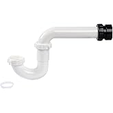 Dearborn P9704AB 1-1/2" P-Trap (White) w/ Threaded ABS Adapter, Bagged, for use in tubular drain applications.