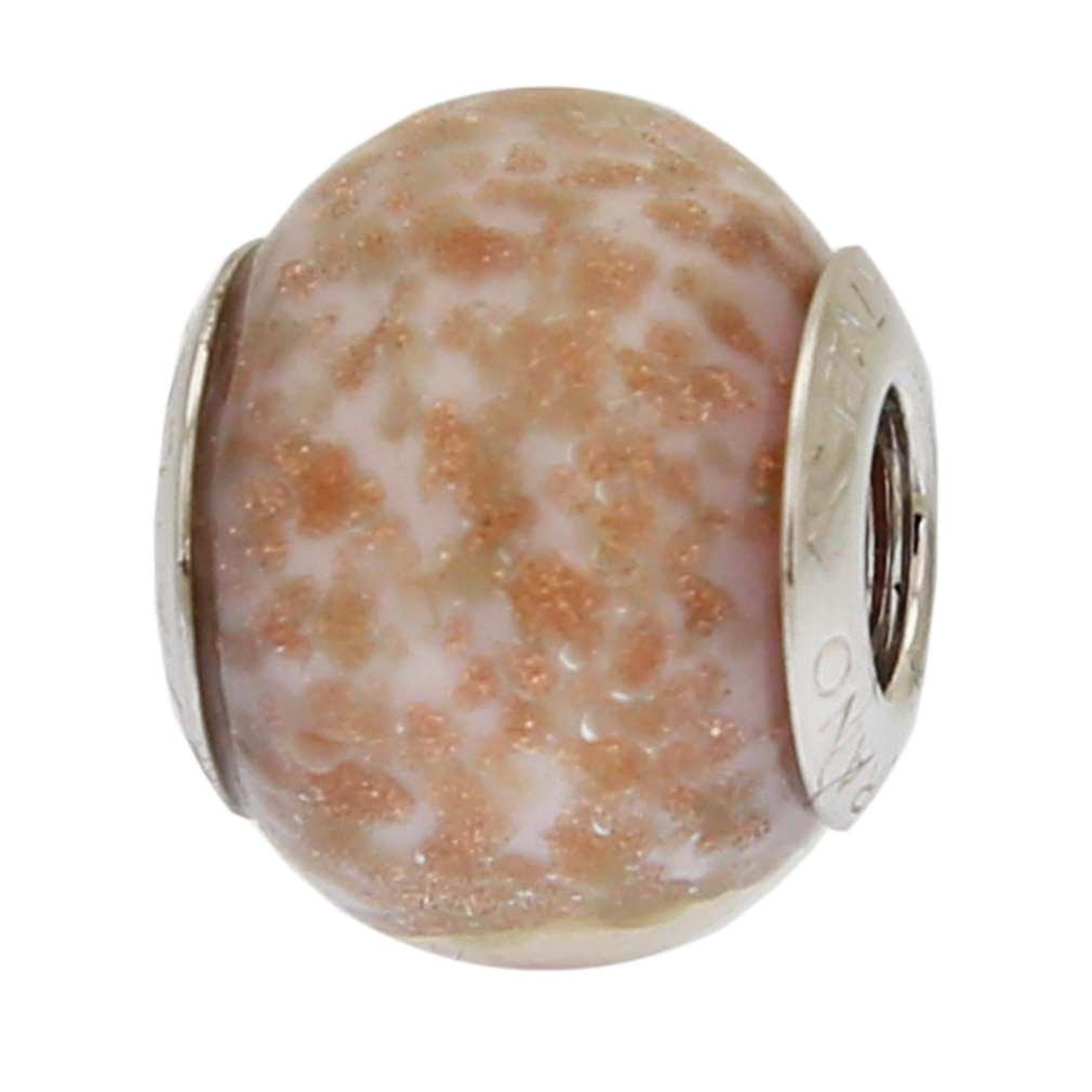 Glass Of Venice Murano Glass Sterling Silver Pink Avventurina Charm Bead