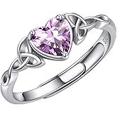 ChicSilver 925 Sterling Silver Celtic Knot/Claddagh Heart Shape Birthstone Promise Ring for Women