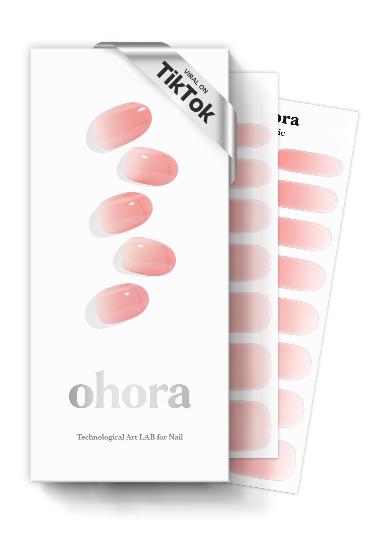 ohora Semi Cured Gel Nail Strips (N Peach Latte) - Works with Any UV Lamps, Salon-Quality, Long Lasting, Easy to Apply & Remove - Includes 2 Prep Pads, Nail File & Wooden Stick