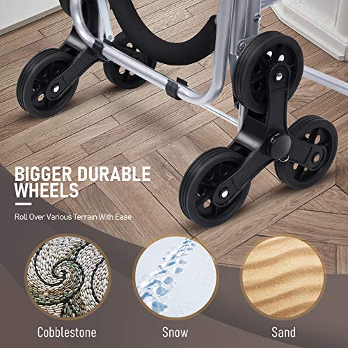 Klvied Folding Shopping Cart for Groceries, Heavy Duty Stair Climber