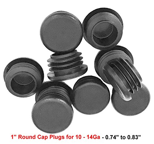(Pack of 8) CAP PLUGS 1" (1 Inch) Round OD (10 -14 Gauge) Fits 0.740"-0.830" ID) Black LDPE Plastic FENCING Tubing Plug - Steel Furniture Pipe Tube Insert | - End Caps for Fitness Eqpt.