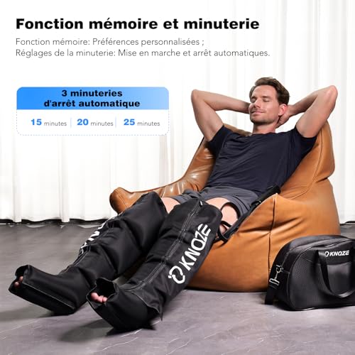 KNQZE Air Compression Leg Massager with 6 Modes and 6 Levels of Intensity to Improve Blood Circulation and Pain Relief, Full Leg Compression