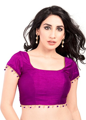 Elegant Magenta Ready-made Silk Indian Saree Blouse - X-212