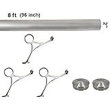 Bar Foot Rail Kit (Custom-Made Item) - Brushed Stainless Steel Tubing (2 in OD, 8 ft Long) - Combination Foot Rail Brackets - Tapered End Caps, 8 ft = 48 in x 2