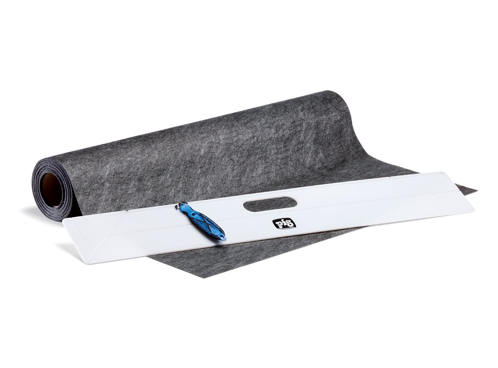 New Pig Garage Floor Absorbent Mat Roll Installation Kit Containment Mat For Absorbing Snow Melt Mud Rain Pm50026 Gy