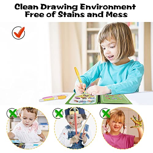 DMG TECH 6 Pack Water Coloring Magic Book, Magic Water Colouring Book with Pen, Toddlers Kids Reusable Painting Universe Coloring Book Boys Girls Educational Learning Toys Gifts