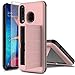 Leptech Galaxy A20 Case with Soft TPU Screen Protector, Wallet Credit Card Holder Dual Layers Heavy Duty Protection Phone Cover Case for Samsung Galaxy A50/A20/A30 (Rose Gold)