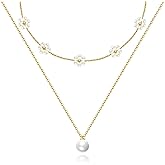 Luxval Pearl Necklaces Choker for Women,Cream White Pearl Jewelry, 14K Gold Plated Handmade Dainty Toggle Clasp Necklace for Women Jewelry Gifts