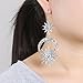 HSWE Star Moon Burst Rhinestone Drop Earrings for Women Crystal Dangle Earrings wedding Party Jewelry (Silver)