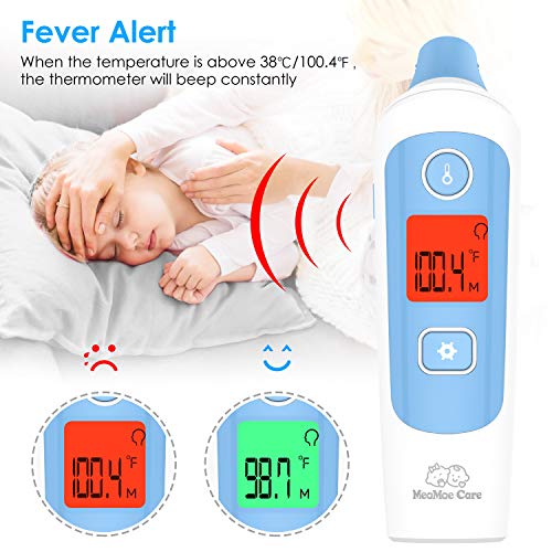 Baby Forehead and Ear Thermometer for Fever, Medical Infrared Thermometer for Baby Kids Adults and Object, Accurate and Consistent, 32 Memory Recall FDA Approved