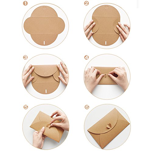 HANSGO Gift Card Envelopes, 100PCS 4 x 2.8 inch Cute Envelopes Small Gift Card Holders Mini Seed Envelopes with Heart Shaped Clasp