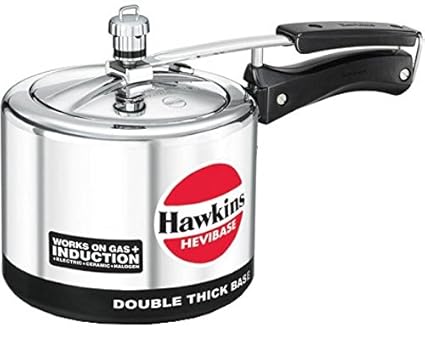 Hawkins Hevibase Aluminium Induction Model Pressure Cooker, 3 Litres, Silver