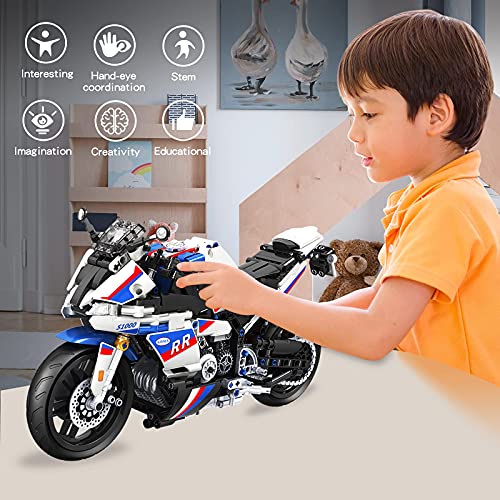 WINNER SPACE 1/6 Racing Motorcycle Toy Building Blocks Kit,Stem Bricks