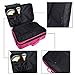 Goldwheat 3-tiers Cosmetic Train Case Professional Artist Makeup Train Case with Shoulder Strap, Pink