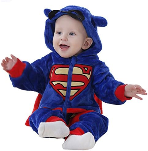 OSEPE Unisex-baby Flannel Romper Animal Onesie Pajamas Outfits Suit Superman Size80