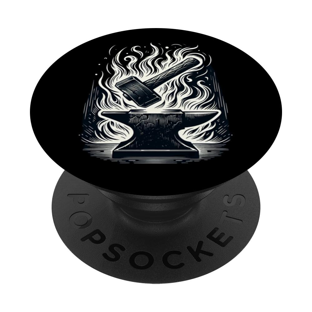 Hammer Anvil Blacksmith Forge Worker Noir Dystopia Design PopSockets Swappable PopGrip