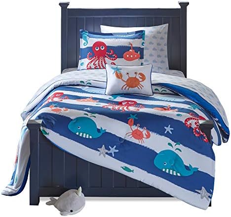 Colorful 100% polyester microfiber sheet set and comforter on display.