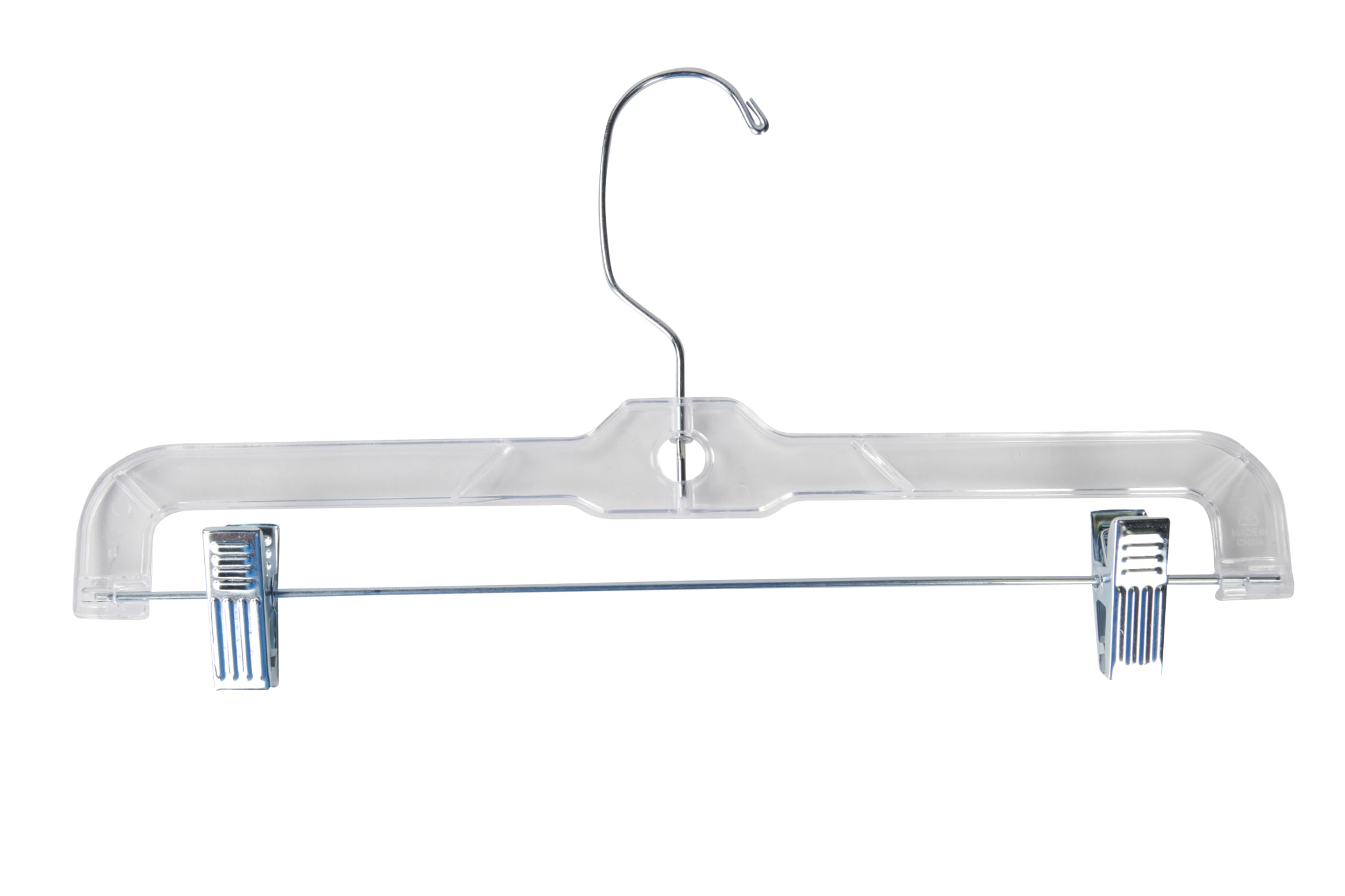 Photo 1 of SSWBasics 14 Inch Clear Plastic Skirt Hangers and Pants Hangers with Clips - Pack of 20 Durable Hangers with Clips for Skirts and Pants