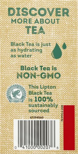 LIPTON TEA BAGS FOR A ICED OR HOT TEA ORGANIC BLACK TEA ICED OR HOT TEA THAT CAN HELP SUPPORT A HEALTHY HEART 5.9 OZ 72 COUNT